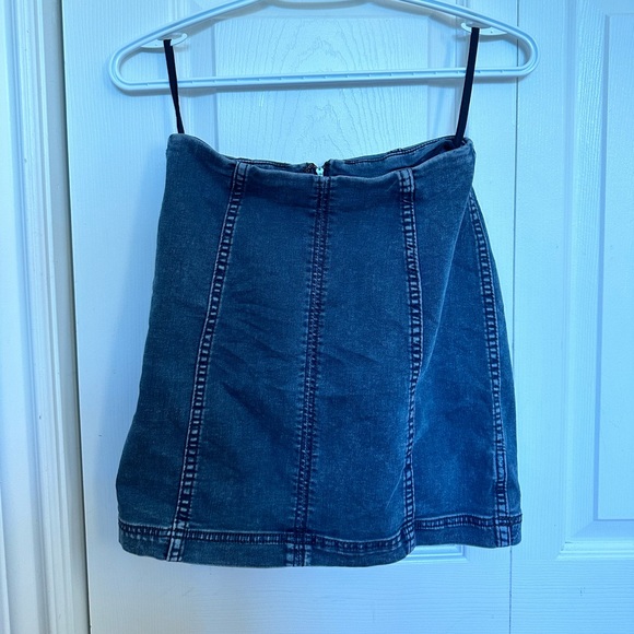 FREE PEOPLE Denim Mini Skirt Modern Femme in Light Blue - Picture 11 of 11